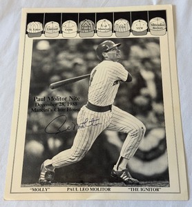 lot 64 image: Paul Molitor Autographed 1998 Paul Molitor Nite Photo