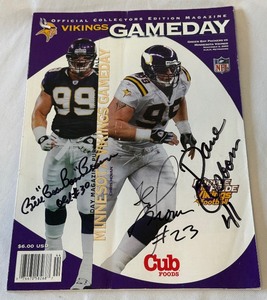 lot 75 image: Dave Osborn, Bill Brown, and Ted Brown Autographed Vikings Football Gameday Magazine