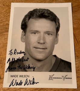 lot 91 image: Wade Wilson Autographed Minnesota Vikings Football Team Issued Photo