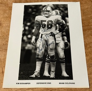 lot 96 image: Kim Bokamper Autographed Miami Dolphins Football Photo