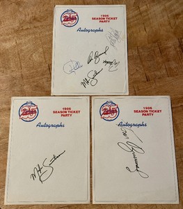 lot 114 image: Tom Brunansky, Tim Laudner, Roy Smalley, Les Straker, Mike Smithson 2x Autogrpahed 1986 Minnesota Twins Season Ticket Party