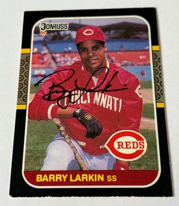 lot 41 image: Barry Larkin Autographed RC 1987 Donruss #492 Rookie Baseball Card