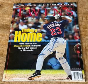 lot 123 image: Shannon Stewart Autographed Minnesota Twins Baseball Magazine
