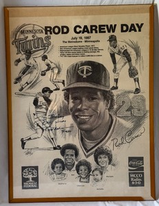 lot 131 image: Rod Carew Autographed 1987 Rod Carew Day Minnesota Twins Poster 18x22.5