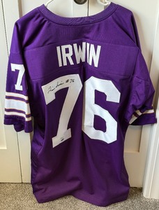 lot 42 image: Tim Irwin Autographed Minnesota Vikings Football Jersey w JSA COA Size XL