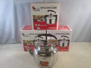 (F-0) 3 Stainless Steel Tea Pots wi...