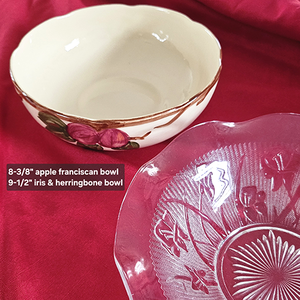 Iris and Herringbone 9.5 Bowl and Apple Franciscan 8.375 Bowl
