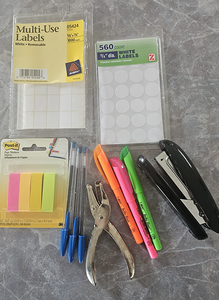 Office Items Paper, File Folders, Clipboard, and Desk Essentials