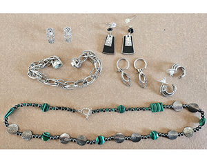 Necklace, bracelet and earrings