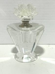 lot 6 image: Shannon Crystal Perfume Bottle. Hand Cut Crystal Stopper of Lotus Flower