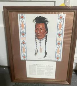 lot 39 image: Beautiful Framed Print Spider�.Blackfeet Indian Song and Dance Man 27 X  32