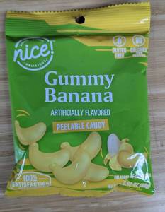 Nice Gummy Banana Peelable Candy 2.82oz 12 Pack Case - Brand New