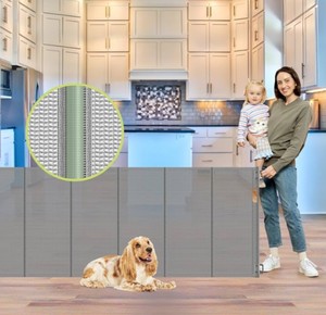 Extra Wide Mesh Retractable Baby Gate Gray $69.99 Retail - Brand New