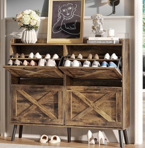 Shoe Storage Cabinet with Flip Drawers Rustic Brown $129.99 Retail - Brand New