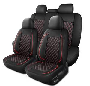 Full Set of Waterproof Leather Car Seat Covers Universal Vehicle Black and Red $119.99 Retail - Brand New