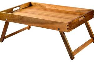 Folding Bed Table Tray 22 x 14 Acacia Wood $49.99 Retail - Brand New