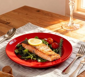 Porcelain 6pk Dinner Plates Red $52.99 Retail - Brand New