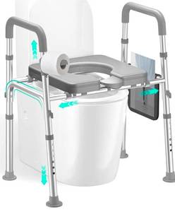 Raised Toilet Seat with Handles Grey $89.99 Retail - Brand New