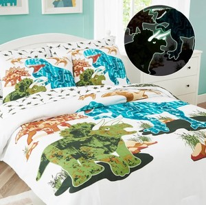 Twin Bed Glow In The Dark Dinosaur Bedding Set $57.99 Retail  - Brand New