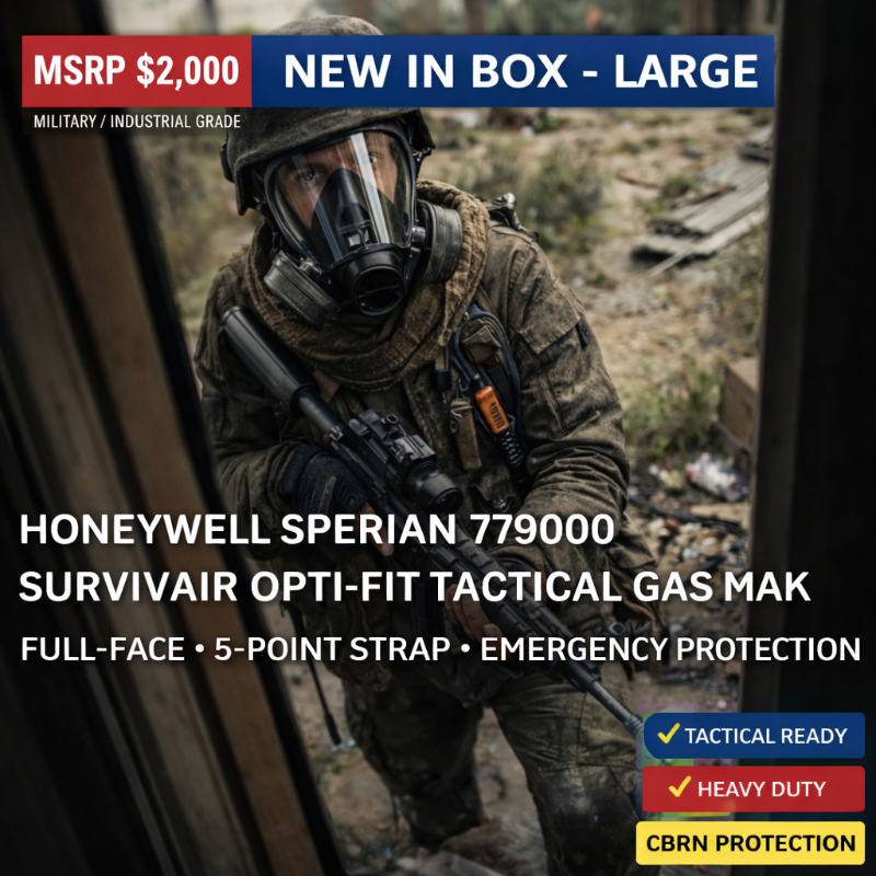 WOW MSRP $2000 NEW In Box Honeywell Sperian 779000 Survivair Opti-Fit Tactical Full Emergency Protection Gas Mask with 5-Point Strap -Large -Serious Protection from certain&nbspchemical, biological, radiological &amp nuclear agents