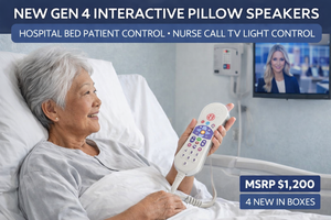 MSRP $1200 4 NEW GEN 4 INTERACTIVE PILLOW SPEAKERS, HOSPITAL BED PATIENT CONTROL, NURSE CALL TV LIGHT CONTROL SYSTEM