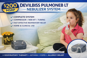 MSRP $200 NEW DEVILBISS PULMONEB LT NEBULIZER SYSTEM 3655LT, COMPRESSOR W DISPOSABLE KIT &amp TUBING, ASTHMA COPD RESPIRATORY USE