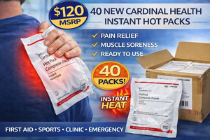 MSRP $120 40CS NEW CARDINAL HEALTH INSTANT HOT PACKS 6 X 6.5 MEDIUM HEAT COMPRESS, FIRST AID PAIN RELIEF FOR MUSCLE SORENESS STIFFNESS INJURY THERAPY, CLINIC SPORTS TRAINING EMERGENCY USE READY TO USE DISPOSABLE HEAT PACKS