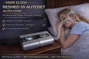 MSRP $2,400 RESMED S9 AUTOSET AUTO-ADJUSTING CPAP MACHINE  PROFESSIONAL GRADE SLEEP APNEA THERAPY SYSTEM  HEATED HUMIDIFIER COMFORT  DATA CARD THERAPY TRACKING  WCARRY BAG, POWER SUPPLY &amp HOSE  EXCELLENT WORKING CONDITION
