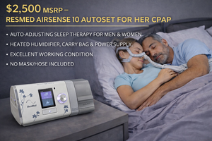 MSRP $2,500 – RESMED AIRSENSE 10 AUTOSET FOR HER CPAP – AUTO-ADJUSTING SLEEP THERAPY FOR MEN &amp; WOMEN, HEATED HUMIDIFIER, CARRY BAG &amp; POWER SUPPLY – EXCELLENT WORKING CONDITION NO MASK/HOSE INCLUDED