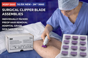 MSRP $600 50BX NEW 3M 9660 SURGICAL CLIPPER BLADE ASSEMBLIES INDIVIDUALLY PACKED, PREOP HAIR REMOVAL, HOSPITAL GRADE, SKIN SAFE DESIGN