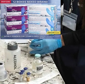 MSRP $250 12 BOXES MIXED BRAND NITRILE POWDER-FREE EXAM GLOVES - 4 PIVETAL EXAMINATION-GRADE BEADED CUFF (S) 21306635  8 AMMEX PROFESSIONAL BLUE CHEMICAL &amp PUNCTURE RESISTANCE (M) SQ000212 - EXP 527 OR LATER