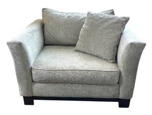 lot 20 image: LR - Jonathan Louis Oversized Armchair - Light Sage Green