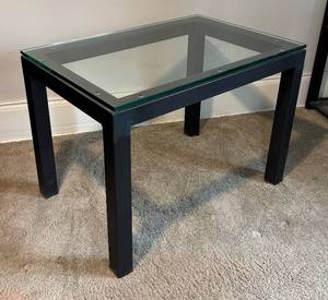 lot 41 image: U - Steel Glass-Top Table