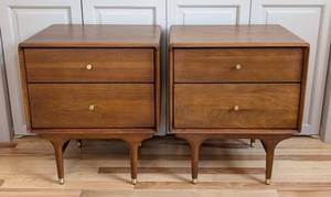 MB - Hendrick Teak Nightstands - Scandinavian Design, 2-Drawer Pair