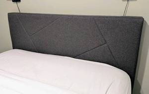 LL - Grey Upholstered Queen Bed Frame with Headboard