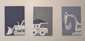 UL - Construction Vehicle Childrens Canvas Prints - Set of 3