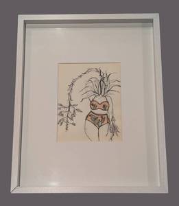 LL - Framed Print 17 x 21 in - Plant Motif Figure Illustration