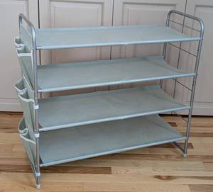 MB - 4-Tier Fabric Shoe Organizer Rack, Metal Frame