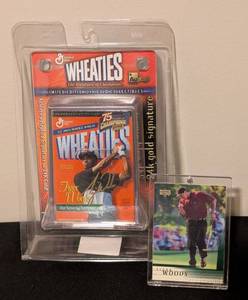 LL - Tiger Woods Wheaties Mini Box & Card - Limited Edition 24K Gold Collectibles