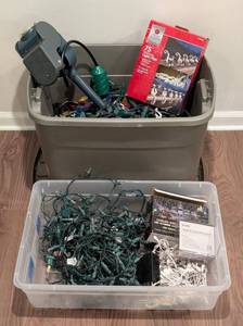 LL - Holiday Lights Assortment - 60 Micro LED String Lights, Outdoor Battery Box, 75 Clips