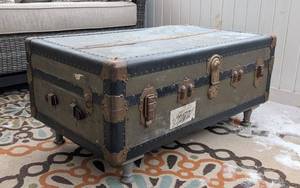 P - Vintage Trunk Coffee Table , Riveted Edges