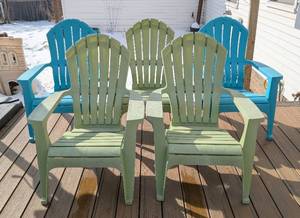 BY - Plastic Adirondack Chairs (Lot of 5) - Outdoor Patio Set