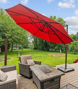 BY - 9 Red Patio Umbrella - Outdoor DeckPatio Shade, Fading Fabric