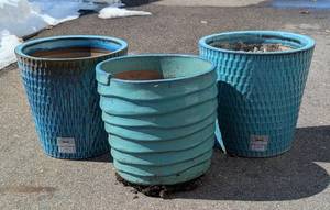 G - Master Garden Boje Vasum Planter Blue Ceramic Planters, 3-Pack