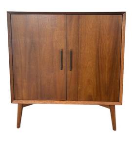 LR - West Elm Bar Cabinet - Mid-Century Modern Style Walnut