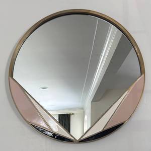 LR - West Elm Deco Brass Round Mirror