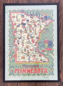 LR - Marvels of Minnesota Print - Framed Map Illustration