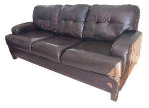 LR - Brown Leather Sofa