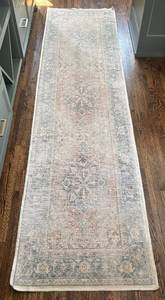 K - Blue & Cream Runner Rug