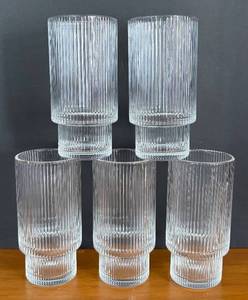 K - Ribbed Glass Tumblers - Set of 5